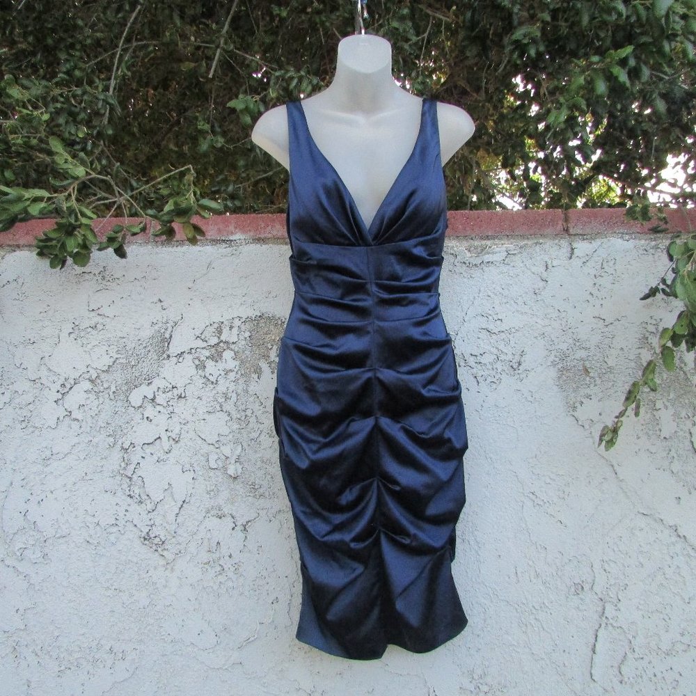 Escape by Joanna Chen teal blue satin dress 12